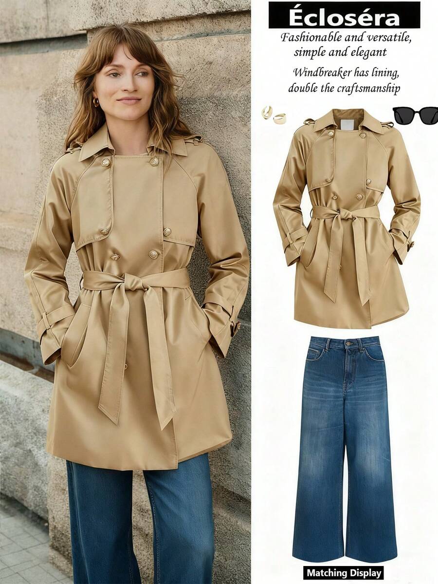 Écloséra Fashionable Casual Loose Tie-Up Metal Buckle Women's Jacket, High-End Commuting, Autumn/Winter