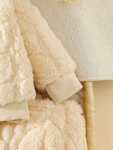 2pcs Baby Clothes Set, Cute Bear Head Pattern Sweatshirt And Fuzzy Long Pants, Sweet And Adorable, Autumn/Winter - Beige - View 6