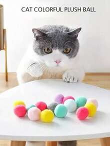 CAT Pom-Poms Launcher Toys, Random Color Cat Pom-Poms Self-Hi ToysThe Product Image Has A Method Of Use,Consumables Pet Interactive Launch Pom-Poms Toy Gun 1pc