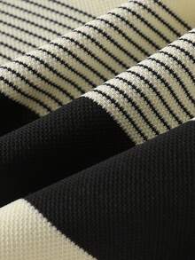 SHEIN 3 件套幼儿男童服装套装：1 件白色长袖纽扣衬衫、1 件黑色心形领条纹针织背心、1 条黑色梭织长裤，适合初秋、学校、休闲、度假 - 彩色 - 查看 5