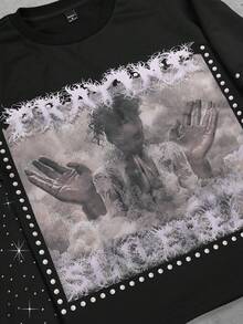 PAVTROS 男士极简印花圆领长袖卫衣长裤套装 男士两件套 男士两件套 男士套装 男士水钻运动裤套装 男士两件套 水钻男士套装 男士两件套 拼接男士运动裤套装 男士两件套，秋季服装 - 黑色 - 查看 6