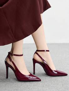 CUCCOO BIZCHIC Nouveaux talons hauts à bout pointu polyvalents pour femmes - Rouge foncé - Voir 4