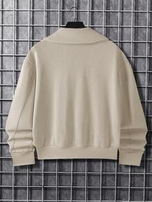 Calvornis 男士休闲通勤双排扣长袖夹克，秋季款 - 杏色 - 查看 2