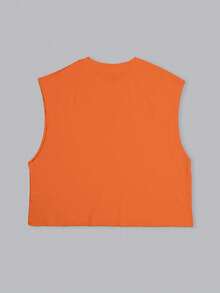 Manfinity Dauomo 男士时尚简约无袖上衣，经典百搭色，街头风，户外休闲，纯色设计，运动健身休闲皆宜。 - 橘色 - 查看 2