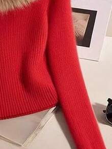 Airaco 女士时尚休闲蓬松领长袖针织毛衣