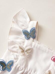 Newborn Baby Girl Cute Casual Butterfly Ruffle Romper, Summer