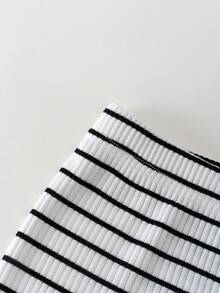 THE HAPPY LOOK 2pcs/Set Young Girl Ice Cream Pattern Knit Soft Crew Neck Long Sleeve Pullover Top And Striped Pants