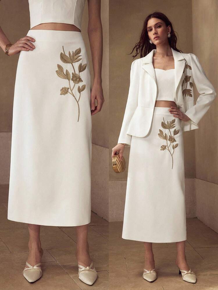 EMBROIDERED SPLIT SKIRT