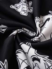 TOM & JERRY X SHEIN Bluza z kapturem i zamkiem błyskawicznym w dużym rozmiarze, jesienna bluza z nadrukiem w kreskówkowym stylu, czarna bluza z grafiką, styl uliczny, swobodna, czarna, minimalistyczna, klasyczna, z kapturem i zamkiem błyskawicznym w kreskówkowym stylu/zima - Czarne - Zobacz 7