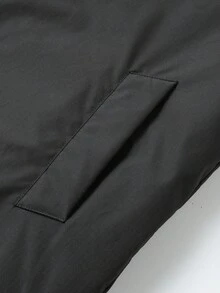 Manfinity Homme 男士纯色单排扣保暖长款休闲冬季夹克 - 黑色 - 查看 7