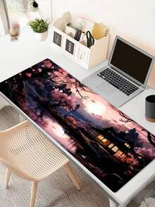 1个樱花图案鼠标垫，高清艺术设计，美观键盘电竞配件，大号桌面垫，笔记本电脑办公橡胶桌垫，游戏鼠标垫，适用于办公室、家庭、返校季等场合。 - 彩色 - 查看 4