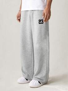 SHEIN Teens Boys' Loose Casual Comfortable Mid-Waist Sweatpants, Autumn/Winter - Grey - View 1