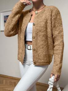 EURMUSE Women's Casual Versatile Solid Color Knit Cardigan,Long Cardigans Woman,Petite Cardigans,Cardigans - Camel - View 5