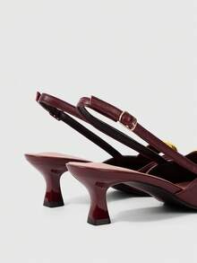 Sleekvia Women's Fashion Versatile Pointed Toe High Heel Pumps - Burgundy - View 9