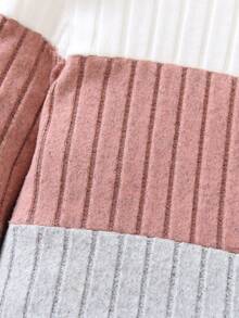 Young Girl' Colorblock Round Neck Long Sleeve Top And Pants Set - Pink - View 6