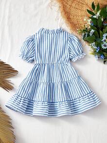 Baby Girls Striped Cap Sleeve Dress, Summer Vacation,Mommy And Me  Matching Outfits (Sold Separately)