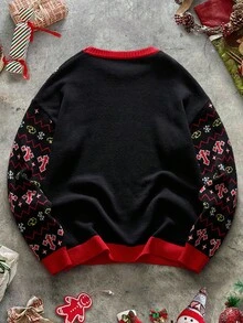 AXEPEAK 男士圣诞主题印花圆领长袖套头毛衣，冬季 - 彩色 - 查看 3