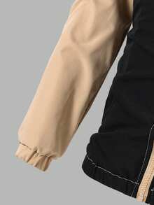 Giacca con cappuccio con chiusura lampo e colori a contrasto, di moda e casual, per adolescenti - Cachi - Visualizzare 6