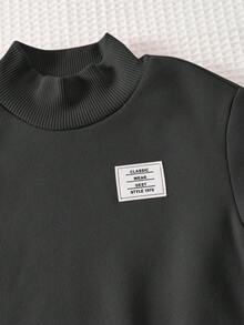 Cozy Pixies Conjunto informal de 4 piezas para bebé niña: Suéter de cuello alto de punto suave con estampado de letras y pantalones acampanados de cintura elástica - Multicolor - Ver 4