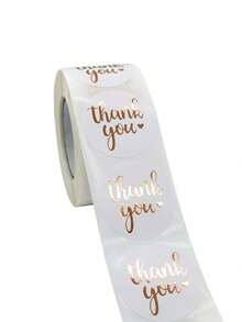1 Rollo (500 piezas) Pegatinas de Agradecimiento con Lámina Dorada Rosa, para Cajas, Ramos, Tazas, Regalos, Decoración de Fiestas - Dorado - Ver 3