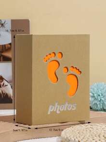 1 pieza Álbum de fotos con diseño de letra hueca, estuche de tarjeta de fotos con diseño de huella de pie lindo para el hogar, vuelta al colegio, útiles escolares - Multicolor - Ver 5