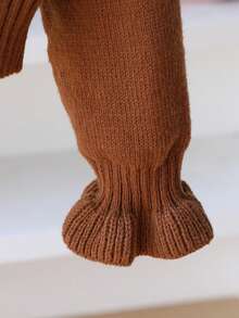 Áo len dệt kim cổ điển đính nơ Y2K dễ thương cho bé gái tuổi mới lớn, thoải mái, đa năng cho mùa đông trở lại trường - Màu nâu Sô-cô-la - Xem 6