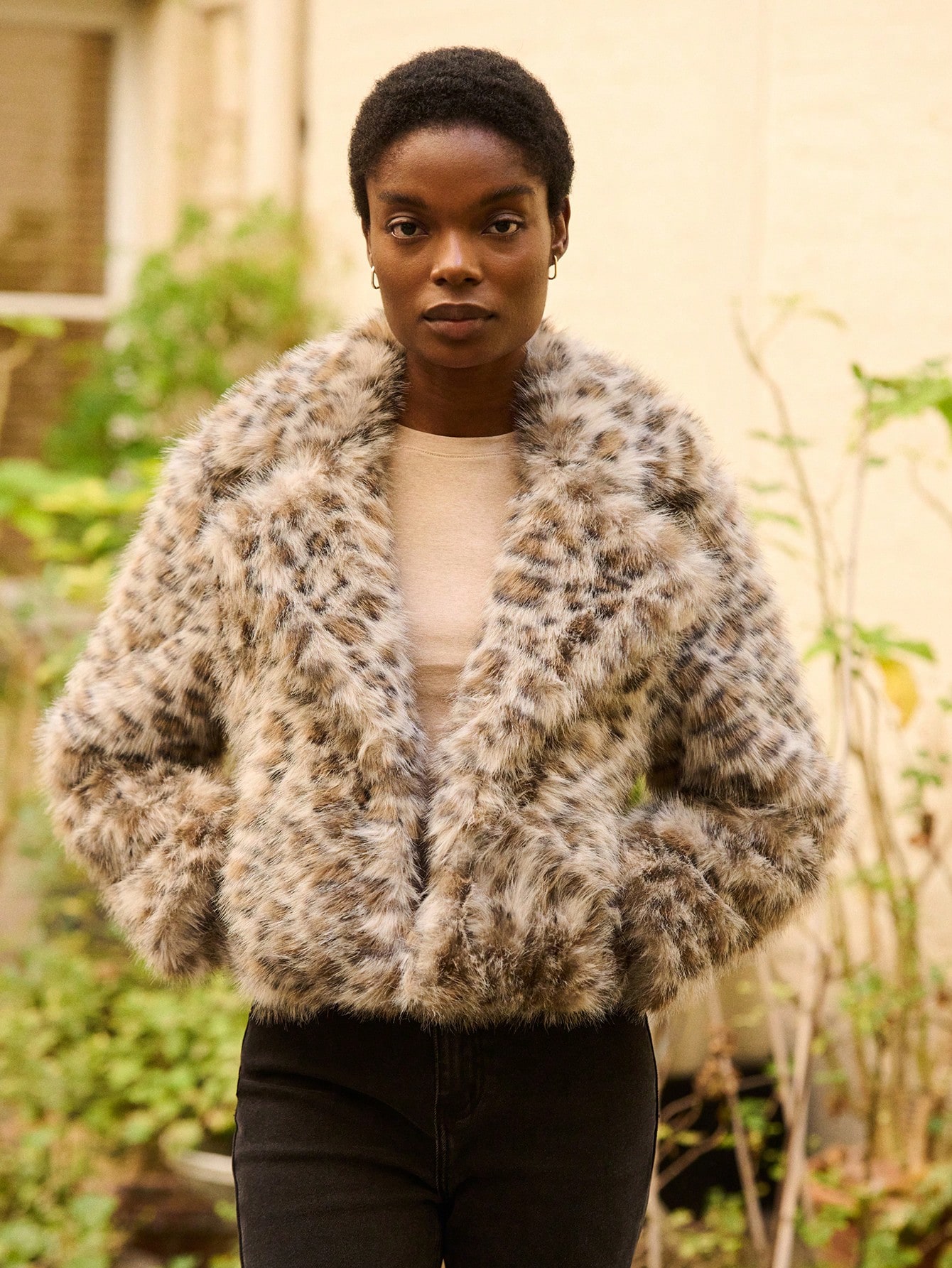 レオパード柄フェイクファー あたたかい 秋冬ジャケット