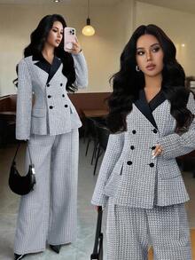 Selianne Nouvelle tenue élégante de navettage pour femmes, manches longues, jupe plissée contrastée. Convient pour le port quotidien, les déplacements professionnels et la tenue de bureau - Noir - Voir 5