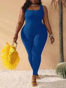 Slaydiva Tuta casual elasticizzata basic di taglia comoda