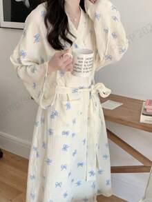 1 Piece Women's New Style Bathrobe, Korean Style Miniature Comfortable Robe, Short Dress, Short Dress, Short Dress - 彩色 - 查看 6