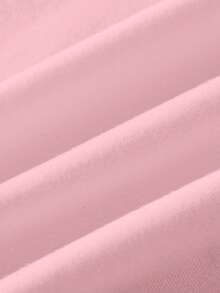 SHEIN EZwear Áo nỉ hở vai in hình xe hơi và khẩu hiệu mùa thu/đông - Hồng - Xem 3