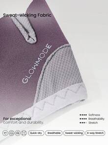 GLOWMODE Grip And Glow Sweat-Wicking Stretchy Non-Slip Rubber Mesh 4-Finger Training Gloves Gym Studio Yoga Workout Dumbbells Active Wear - Purple - View 5