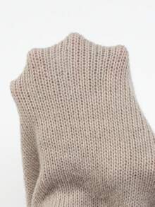 Franclia Women's Solid Color Minimalist Handmade Crochet V-Neck Pullover Sweater, Casual Daily Wear - Mocha Brown - View 6