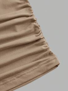 SHEIN EZwear 3件套女士休闲纯色圆领褶皱长袖T恤，秋冬 - 彩色 - 查看 8