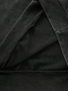 Manfinity ZONE917 Y2K Letter Print Washed Black Oversized Sweatshirt - Black - View 8