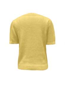 SHEIN LUNE 休闲纯色女式圆领宽松短款泡泡袖针织上衣