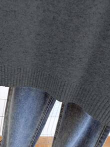Franclia V-Neck 2 In 1 Long Sleeve Sweater, Autumn/Winter - Dark Grey - View 4