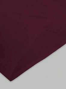 EMERY ROSE Blusa casual feminina de manga comprida com babados e cor sólida - Borgonha - Ver 3