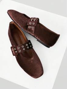 MOTF PREMIUM VINTAGE MARY JANE BALLET FLATS - Coffee Brown - View 9