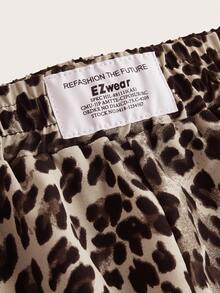 SHEIN EZwear 大码休闲复古豹纹棕色裤子 - 棕色 - 查看 8