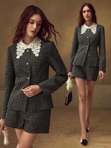 MOTF PREMIUM GUIPURE LACE COLLAR JACKET - Grey - View 6