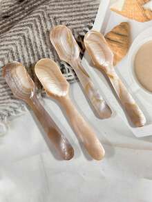 Cirelle Seashell Spoon | Mother Of Pearl | Round Handle, Handmade | 12*2.5 Cm | 1 Piece - Multicolor - View 8