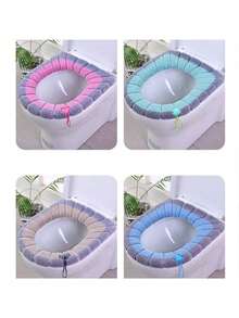 1pc Comfortable Toilet Seat, Household Toilet Seat, Washable Knitted