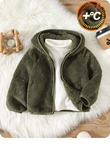 Baby Boy Solid Color Hooded Zip-Up Casual Jacket Baby Zip Up Jacket,In Fall/Winter