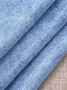 SHEIN 2pcs Baby Girls Denim Suspender Top & Elastic Waist Pants Set,Kid Girls Spring And Summer Casual Vacation Boho Howear,Kid Girls Spring And Summer Casual Vacation Boho Howear Kid Girls - Light Wash - View 3