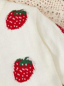 SHEIN Baby Girl Strawberry Pattern Jumper - White - View 3