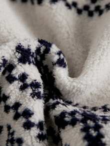 SHEIN 幼儿儿童双面保暖立领拉链长袖夹克和水洗牛仔长裤套装，时尚休闲装，适合秋冬、圣诞节、万圣节 - 彩色 - 查看 4