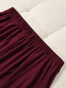 Plus Size Women High-Waisted A-Line Skirt, Elegant For Commuting - Burgundy - View 6