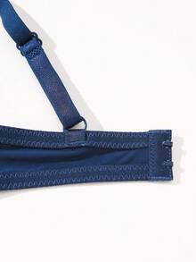 Women's Solid Color Minimalist Everyday Bra With Underwire - Navy Blue - View 6