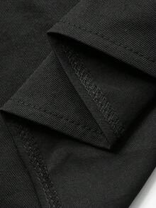 FRIFUL Váy suông rộng rãi xếp ly lưới màu đen trơn dành cho nữ, đa năng cho mùa thu/đông - màu đen - Xem 7